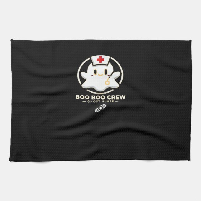 Boo Boo Crew Ghost Nurse - Cute and Spooky Hallowe Tea Towel (Horizontal)