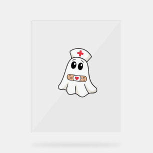 BOO BOO CREW Ghost Nurse Funny Halloween Essential Acrylic Sign