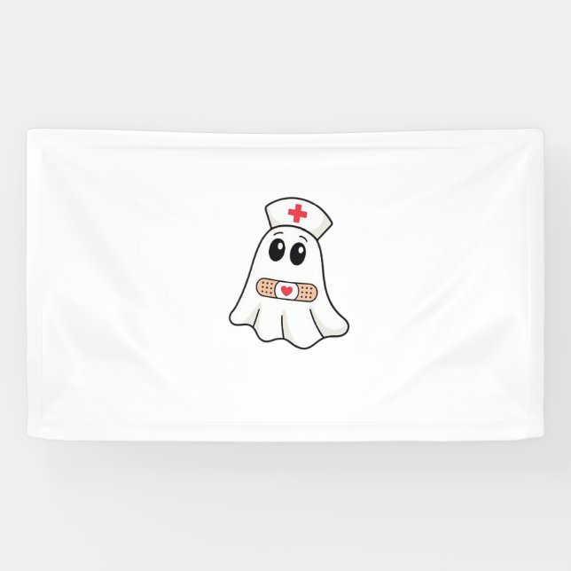 BOO BOO CREW Ghost Nurse Funny Halloween Essential Banner (Horizontal)