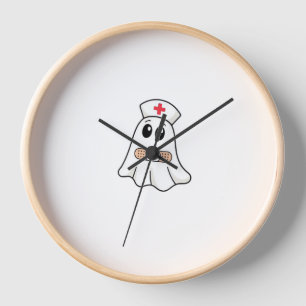 BOO BOO CREW Ghost Nurse Funny Halloween Essential Clock