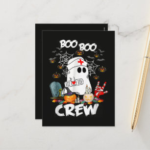 Boo Boo Crew Ghost Nurse Halloween Spooky Holiday Postcard