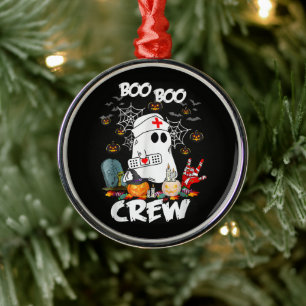 Boo Boo Crew Ghost Nurse Halloween Spooky Metal Ornament
