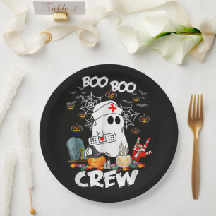 Boo Boo Crew Ghost Nurse Halloween Spooky Paper Plate