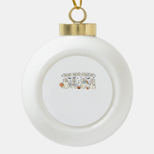 Boo Boo Crew Ghost Nurse Oversized T-Shirt Ceramic Ball Christmas Ornament