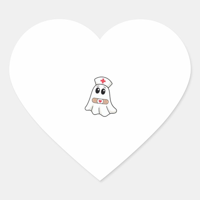 Boo Boo Crew Ghost Nurse Oversized T-Shirt Heart Sticker (Front)