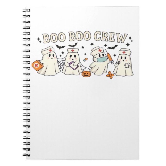Boo Boo Crew Ghost Nurse Oversized T-Shirt Notebook (Front)