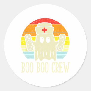 Boo Boo Crew Ghost Nurse Retro Halloween Nursing R Classic Round Sticker