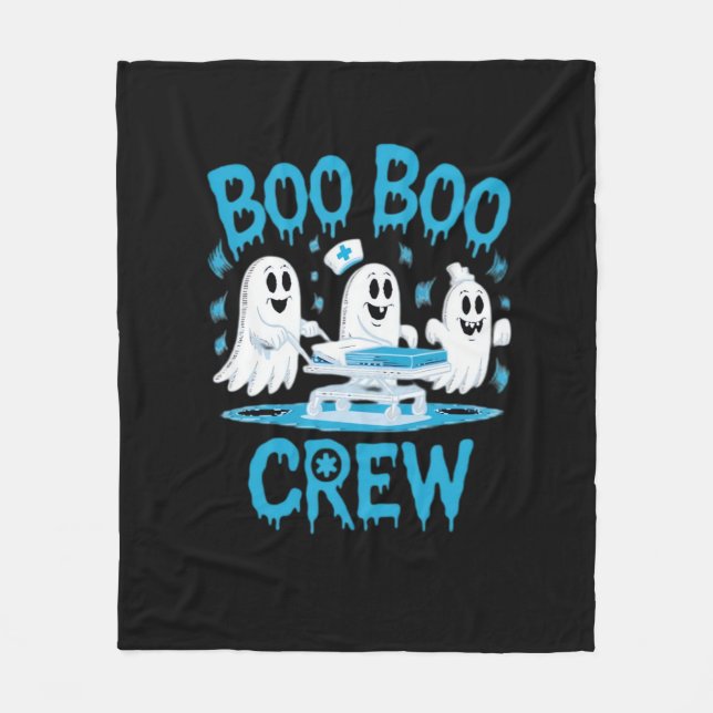 Boo Boo Crew Ghost Paramedic Nurse Halloween Essen Fleece Blanket (Front)