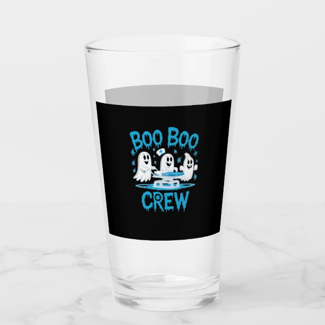 Boo Boo Crew Ghost Paramedic Nurse Halloween Essen Glass (Front)