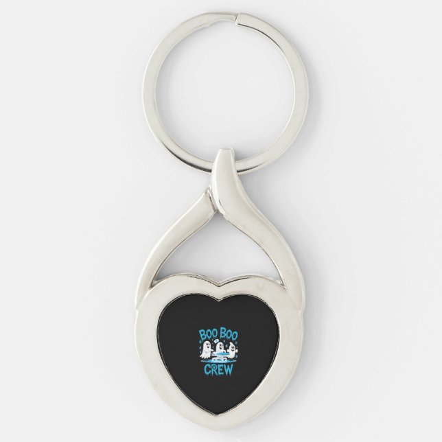 Boo Boo Crew Ghost Paramedic Nurse Halloween Essen Key Ring (Front)