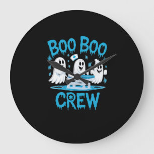 Boo Boo Crew Ghost Paramedic Nurse Halloween Essen Large Clock