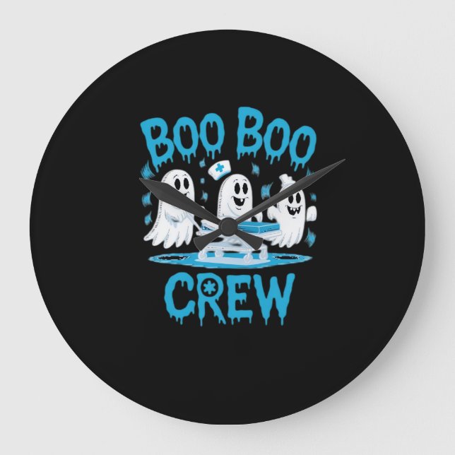 Boo Boo Crew Ghost Paramedic Nurse Halloween Essen Large Clock (Front)