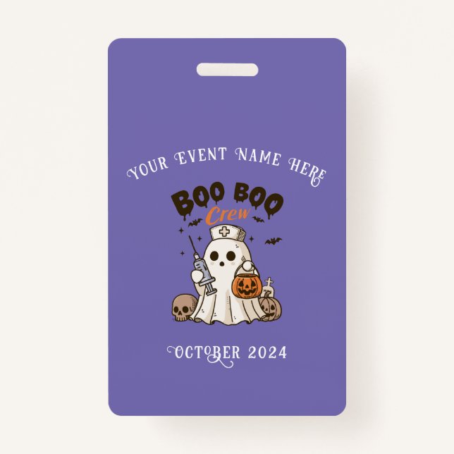 Boo Boo Crew Halloween Badge for Nurses ID Badge (Front)