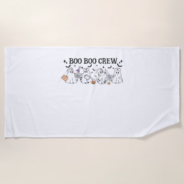 boo Boo Crew Halloween Classic T-Shirt Beach Towel (Front)