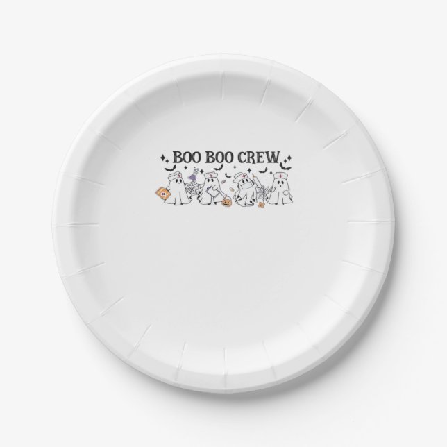 boo Boo Crew Halloween Classic T-Shirt Paper Plate (Front)