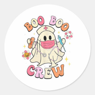 Boo Boo Crew Halloween Ghost Nurse Classic Round Sticker