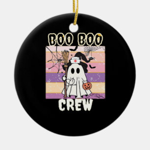 Boo Boo Crew Halloween Ghost Nurse Essential T-Shi Ceramic Ornament