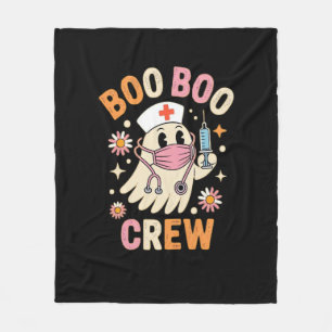 Boo Boo Crew Halloween Ghost Nurse Essential T-Shi Fleece Blanket