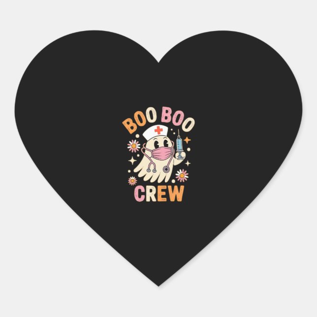 Boo Boo Crew Halloween Ghost Nurse Essential T-Shi Heart Sticker (Front)