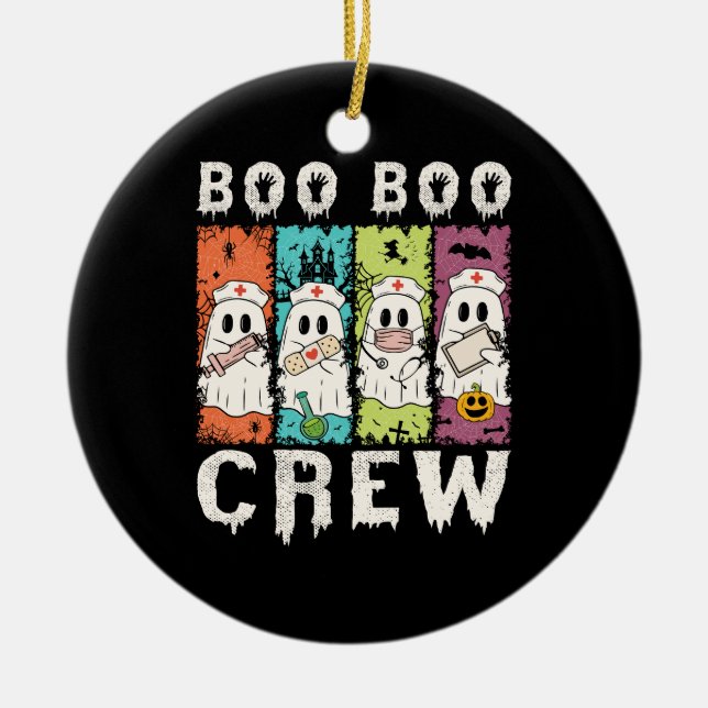 Boo Boo Crew Halloween Nurse Ceramic Ornament (Front)