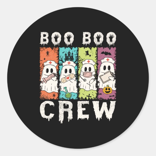 Boo Boo Crew Halloween Nurse Classic Round Sticker (Front)