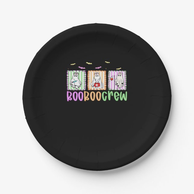 Boo Boo Crew Halloween Nurse Essential T-Shirt Paper Plate (Front)