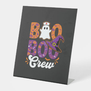 Boo Boo Crew Halloween Nurse Ghost Design Pedestal Sign