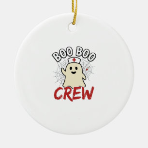 Boo Boo Crew Halloween Nurse Ghost Vintage Design_ Ceramic Ornament