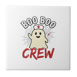 Boo Boo Crew Halloween Nurse Ghost Vintage Design_ Ceramic Tile
