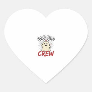 Boo Boo Crew Halloween Nurse Ghost Vintage Design_ Heart Sticker