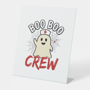 Boo Boo Crew Halloween Nurse Ghost Vintage Design_ Pedestal Sign