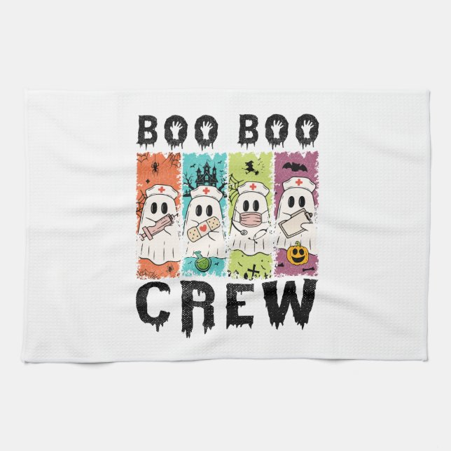Boo Boo Crew Halloween Nurse Tea Towel (Horizontal)