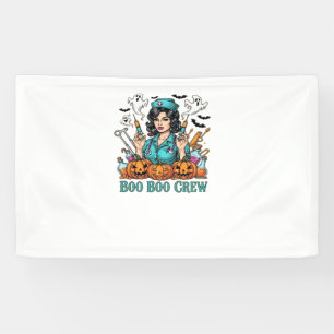 Boo Boo Crew Halloween Nurse with Syringes and Pum Banner