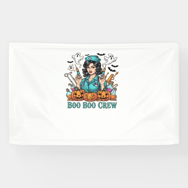Boo Boo Crew Halloween Nurse with Syringes and Pum Banner (Horizontal)