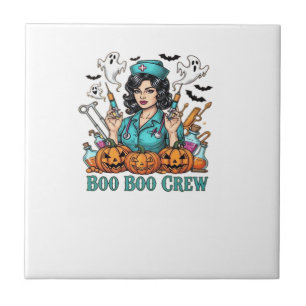 Boo Boo Crew Halloween Nurse with Syringes and Pum Ceramic Tile