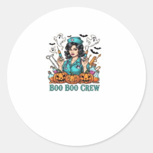 Boo Boo Crew Halloween Nurse with Syringes and Pum Classic Round Sticker