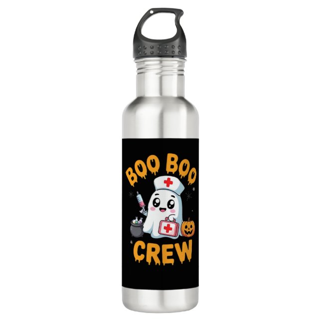 Boo Boo Crew Nurse Cute Ghost Halloween Nursing Es 710 Ml Water Bottle (Front)
