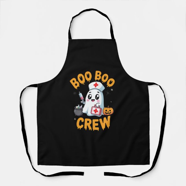 Boo Boo Crew Nurse Cute Ghost Halloween Nursing Es Apron (Front)