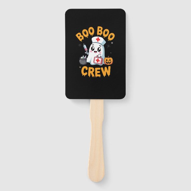 Boo Boo Crew Nurse Cute Ghost Halloween Nursing Es Hand Fan (Front)