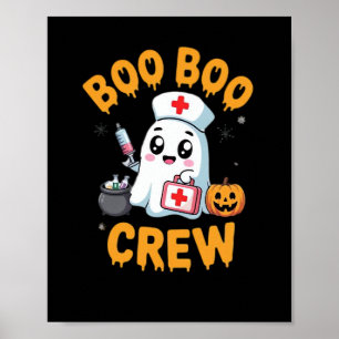 Boo Boo Crew Nurse Cute Ghost Halloween Nursing Es Poster