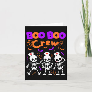 Boo Boo Crew Nurse Dancing Skeletons Halloween Ort Card