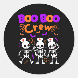 Boo Boo Crew Nurse Dancing Skeletons Halloween Ort Classic Round Sticker