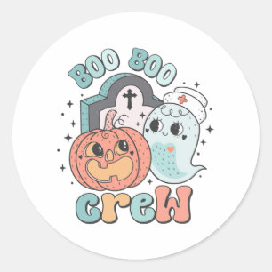 Boo Boo Crew Nurse Funny Ghost Women Halloween Classic Round Sticker