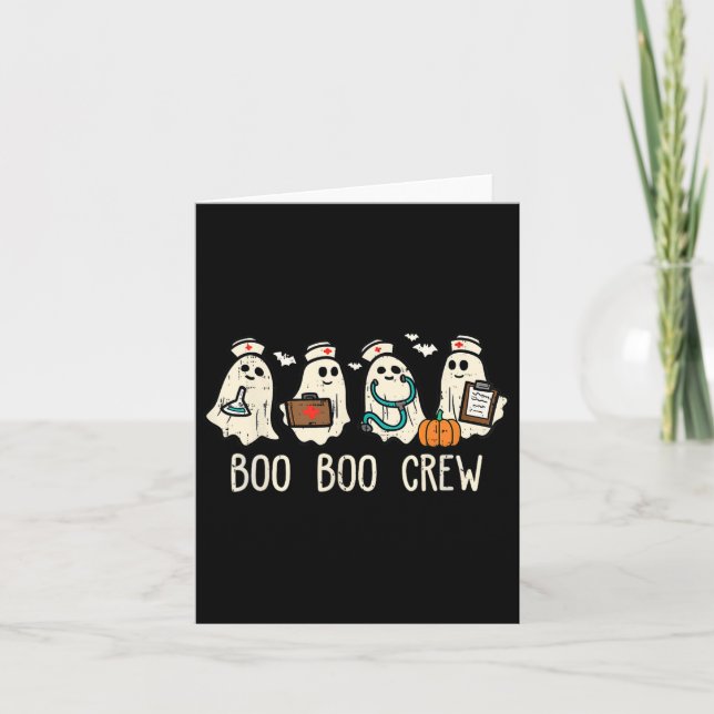 Boo Boo Crew Nurse Funny Ghost Women Halloween Cos Card (Front)