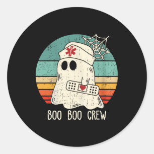 Boo Boo Crew Nurse Funny Ghost Women Halloween Cos Classic Round Sticker