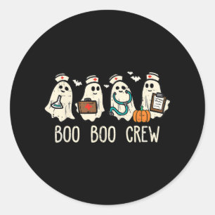Boo Boo Crew Nurse Funny Ghost Women Halloween Cos Classic Round Sticker