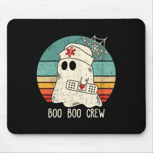Boo Boo Crew Nurse Funny Ghost Women Halloween Cos Mouse Pad