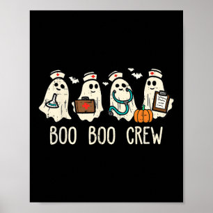 Boo Boo Crew Nurse Funny Ghost Women Halloween Cos Poster