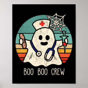 Boo Boo Crew Nurse Funny Ghost Women Halloween Cos Poster