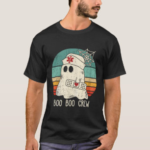 Boo Boo Crew Nurse Funny Ghost Women Halloween Cos T-Shirt